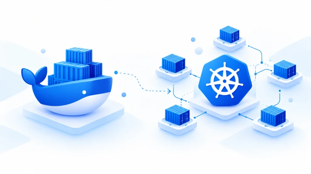 Docker vs. Kubernetes Illustration von ZYNOO - VPS Hosting