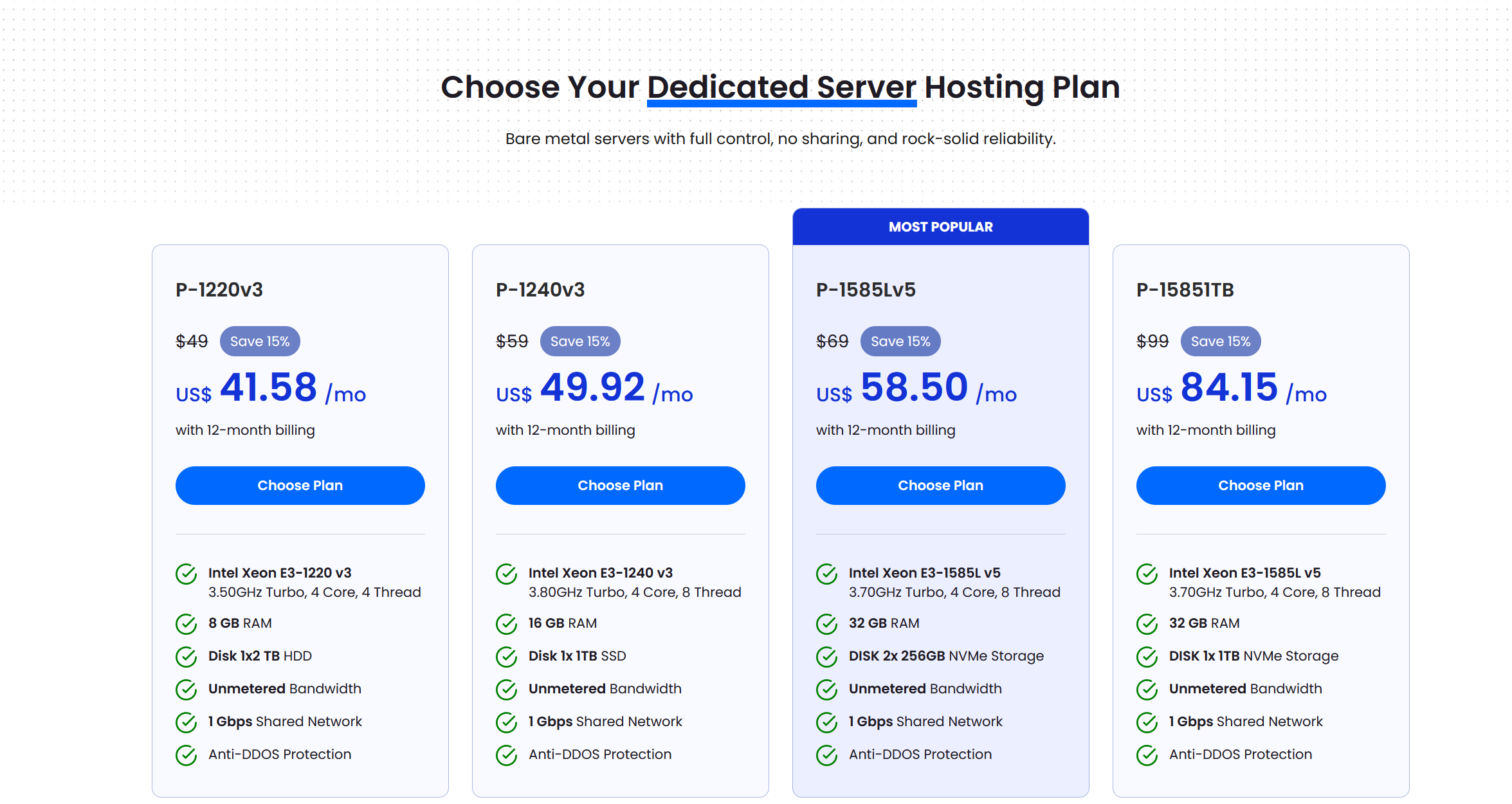bare metal server plans