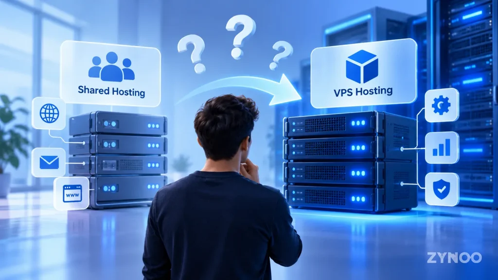 Shared Hosting vs VPS Hosting illustration